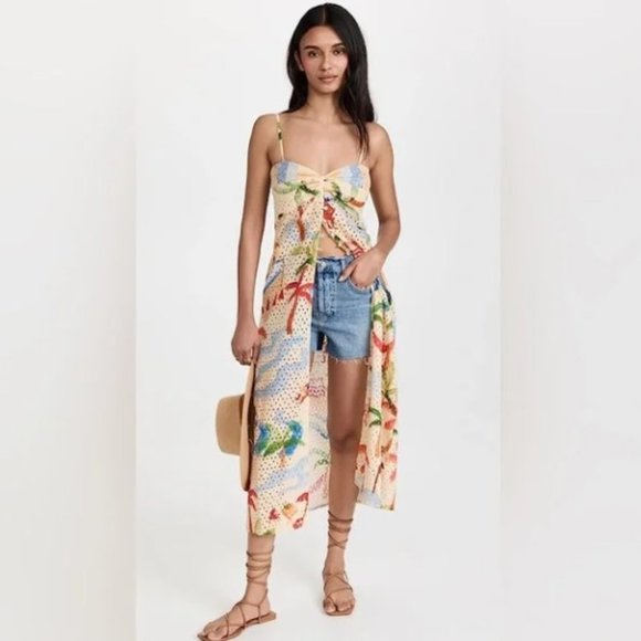 NEW Anthropologie | Farm Rio Copacabana Cover Up Dress Tropical Eyelet Maxi - Picture 2 of 7